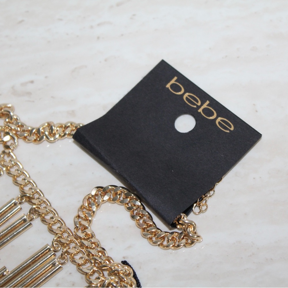 bebe Metal Bar & Long Fringe Statement Necklace - Picture 8 of 13